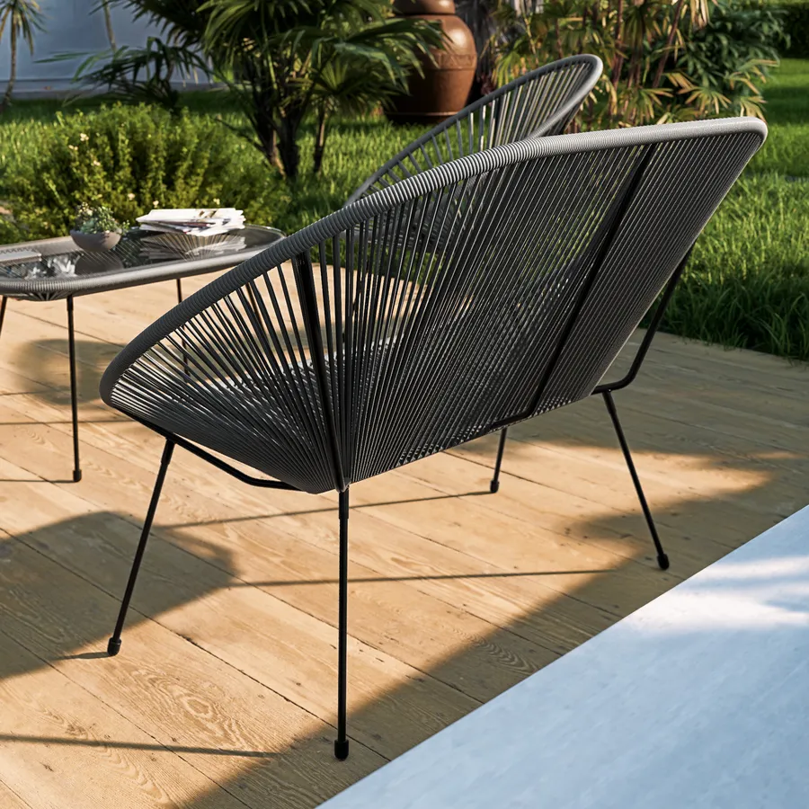 Oviala Palavas Seggiolone Da Giardino In Metallo - Antracite, Impilabile, Resistente Agli UV, Dimensioni 48x48x100 Cm - 3