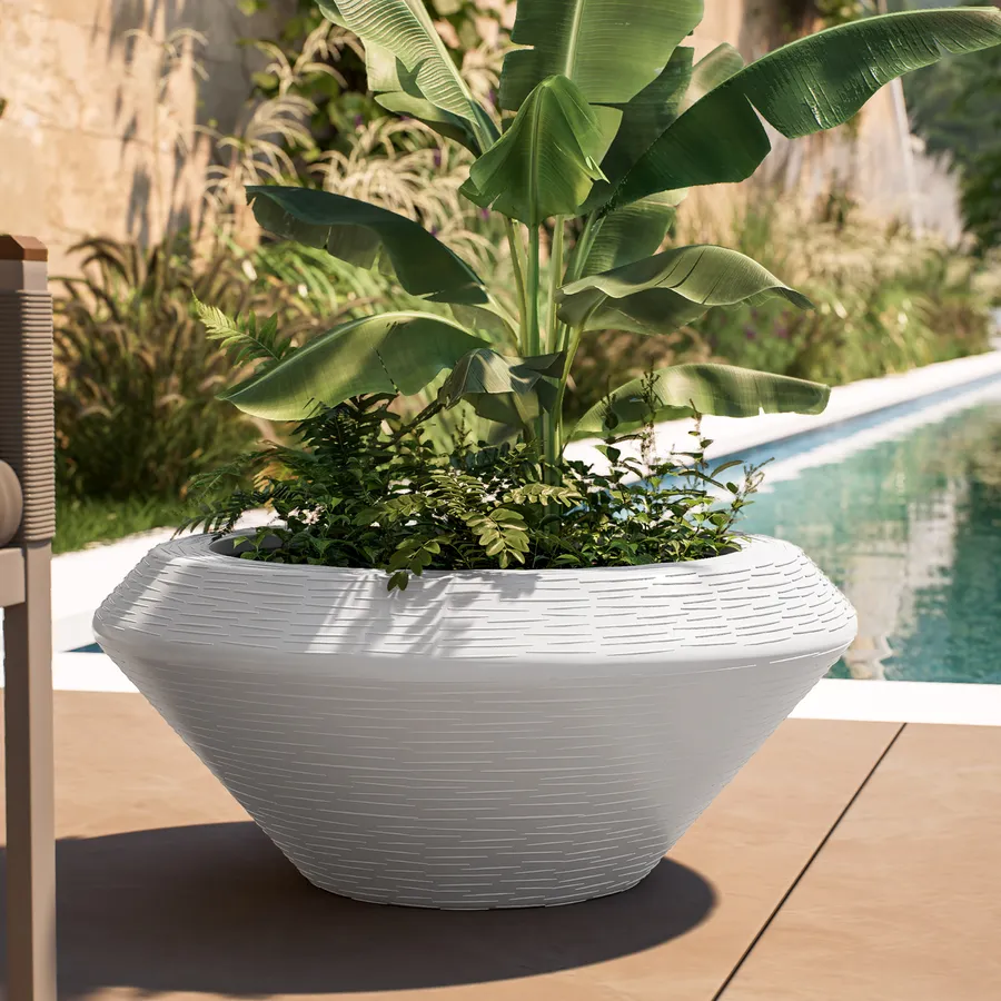 Flowerpot di plastica rotondo Sandy rotondo in colore grigio | WhichOne
