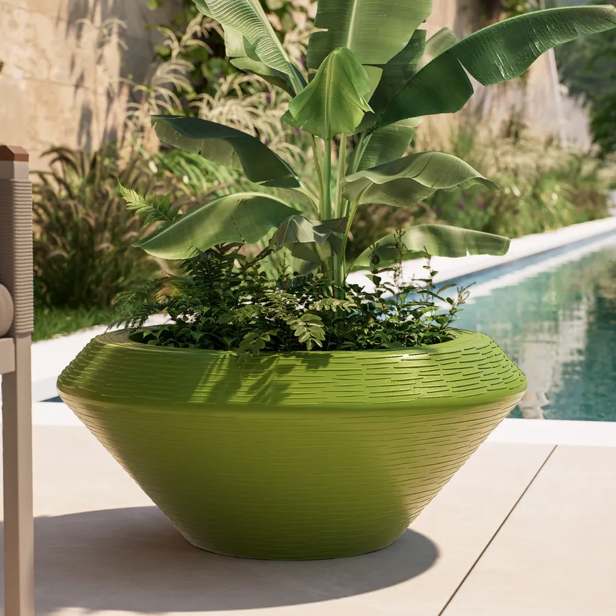 Vaso Riss Nero 50 cm Plastica Rotondo