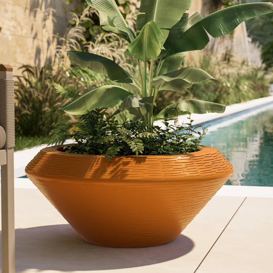 Piatto a goccia per piante rotonde 43 cm plastica terracotta fiore d