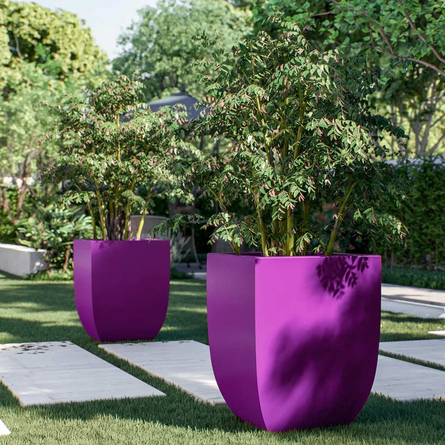 Set 5 Vasi Per Piante In Polipropilene Viola - Dimensioni Variabili Da XS A XL Con Sottovaso E Foro Drenaggio