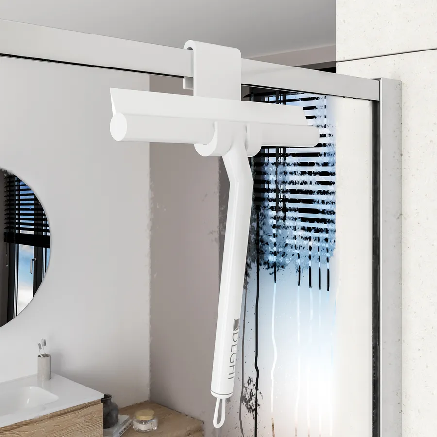 3 Pcs Tergivetro per Doccia con 3 ganci adesivi, Lavavetri Spatola Vetro Doccia Tergivetro in Silicone Tergipavimento Multiuso per Pulire e Asciuga Vetri Piastrelle Finestre Specchio Bagno Pavimento