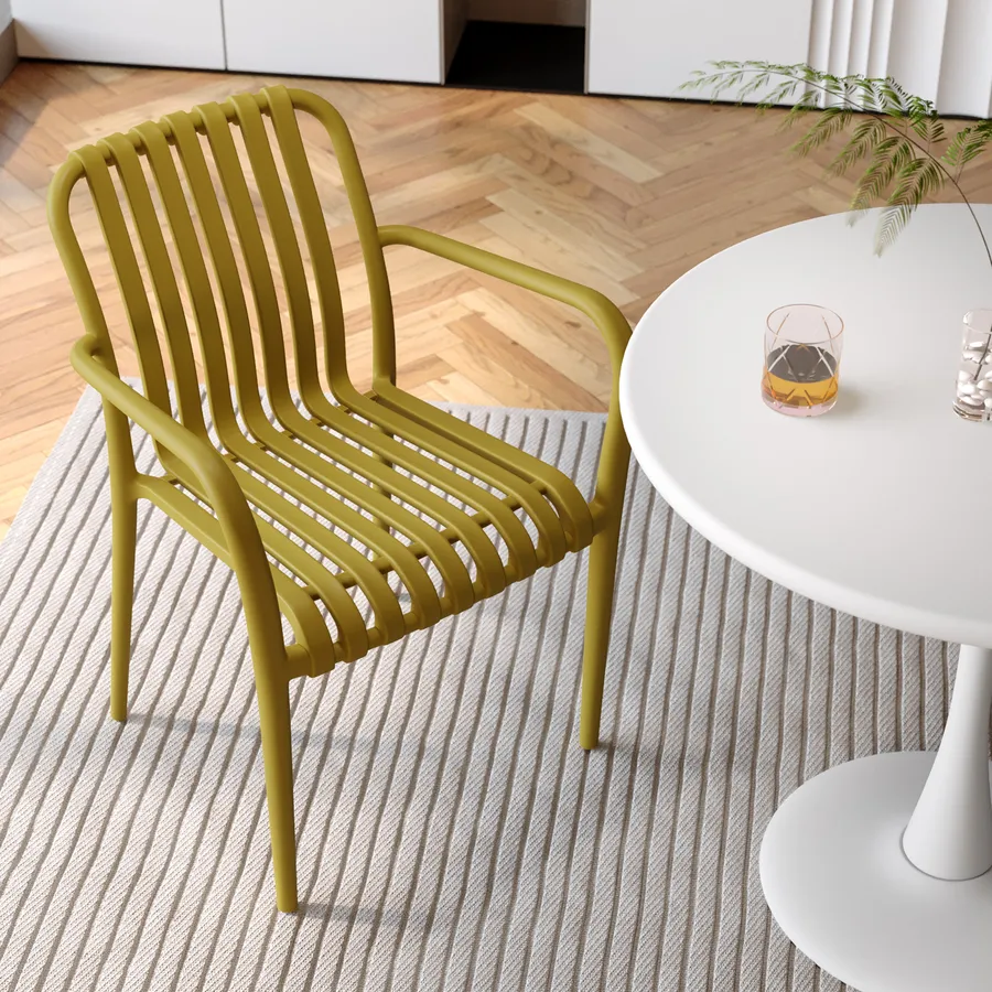 Roundhill Furniture Pisano Sedia In Ciniglia Gialla Con Cuscino A Rene – Senza Braccioli, Stile Contemporaneo - 2
