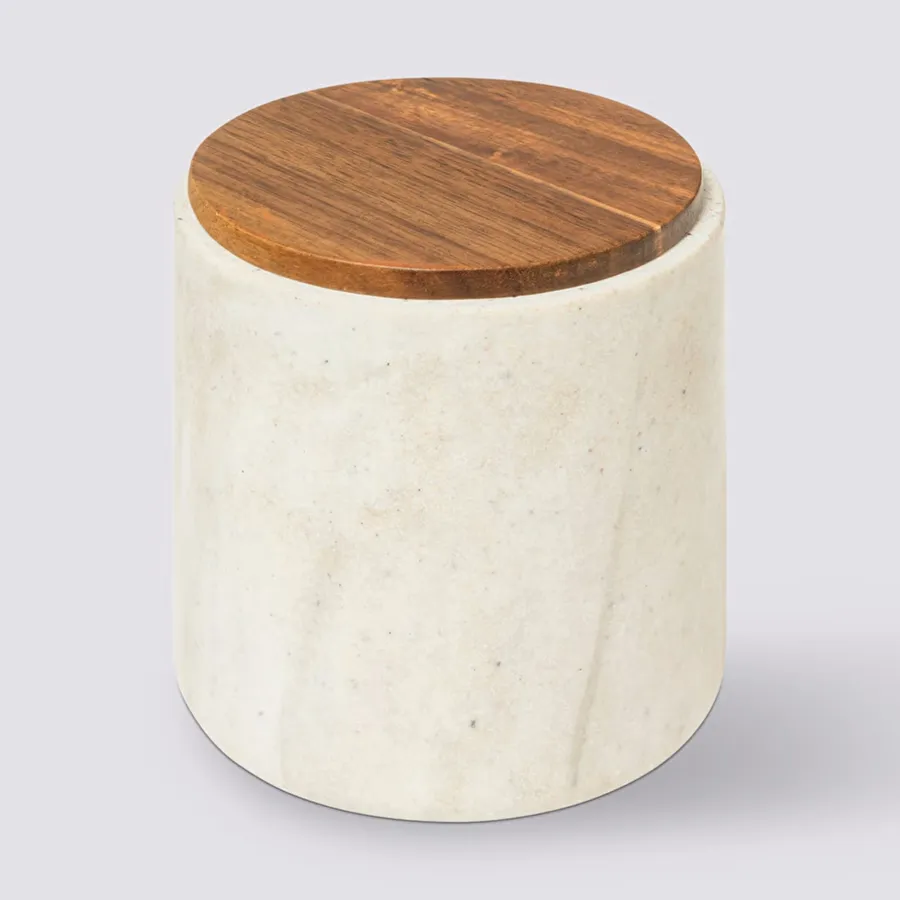 Portaoggetti d'appoggio effetto marmo e legno Marble