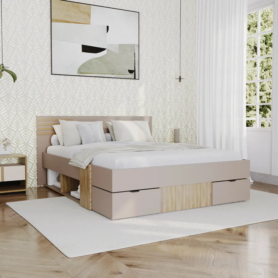 Sleepdown Geo - Set di biancheria da letto con copripiumino e federe, motivo geometrico, colore: bianco, 200 x 200 cm, in poliestere