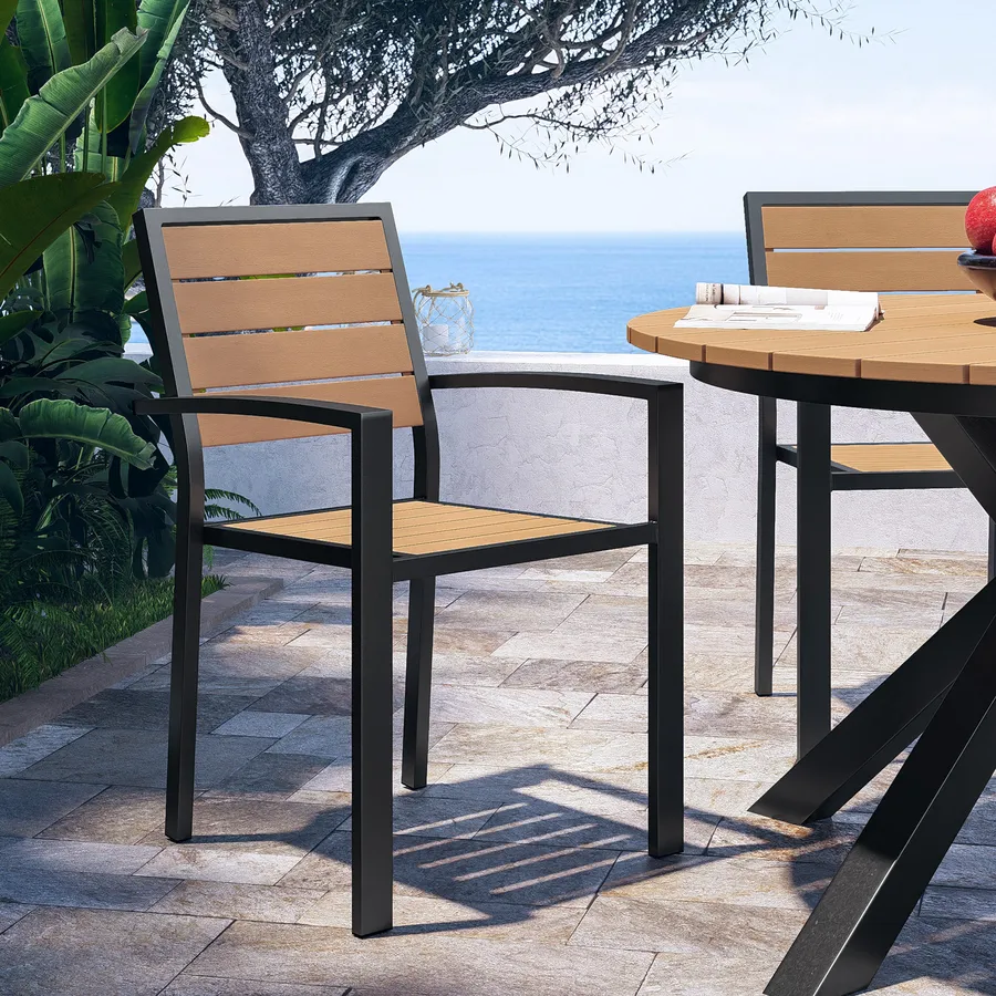 Sedia da giardino con braccioli a doghe in alluminio antracite e