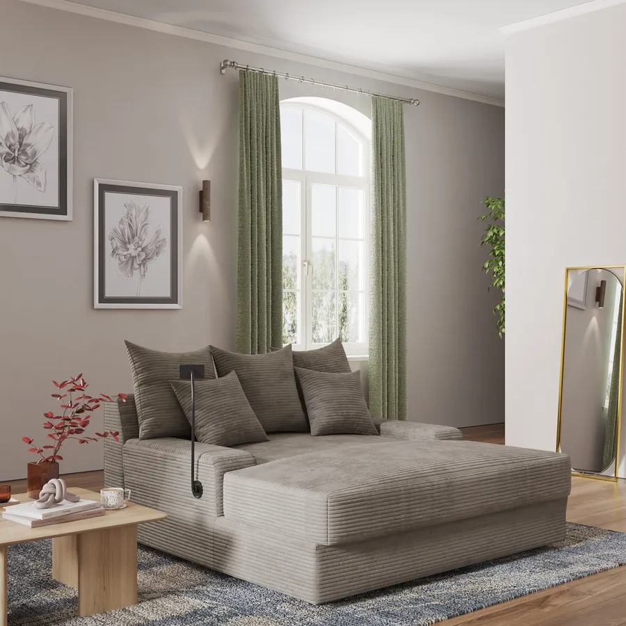 HOMCOM Tavolino Salotto con Prese di Corrente e USB integrate, Tavolino a Forma di C per Letto e Divano con Stazione di Ricarica e Tasche Portaoggetti, Tavolino da Soggiorno Effetto Marmo, Bianco