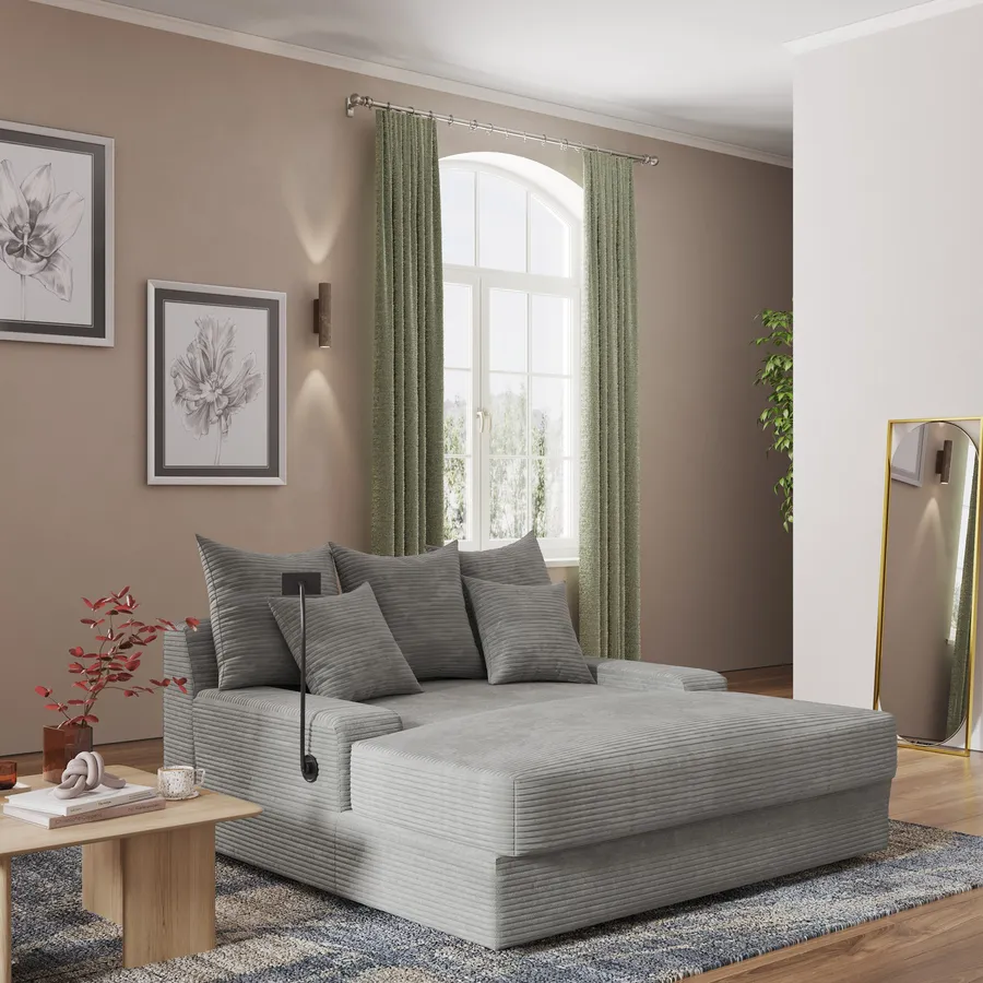 Cuscino Cilindrico G&ouml;zze - Supporto Collo, Velluto A Coste, 70x22cm, Antracite, Lavabile