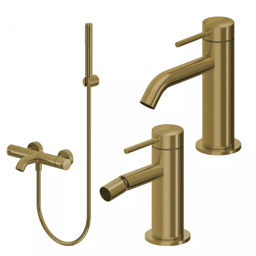 Yellowshop Miscelatore Bagno Attila – Rubinetteria In Ottone Cromato Per Lavabo, Bidet, Doccia E Vasca, Incl. Piletta E Flessibili, Made In Italy, Design Inclinato