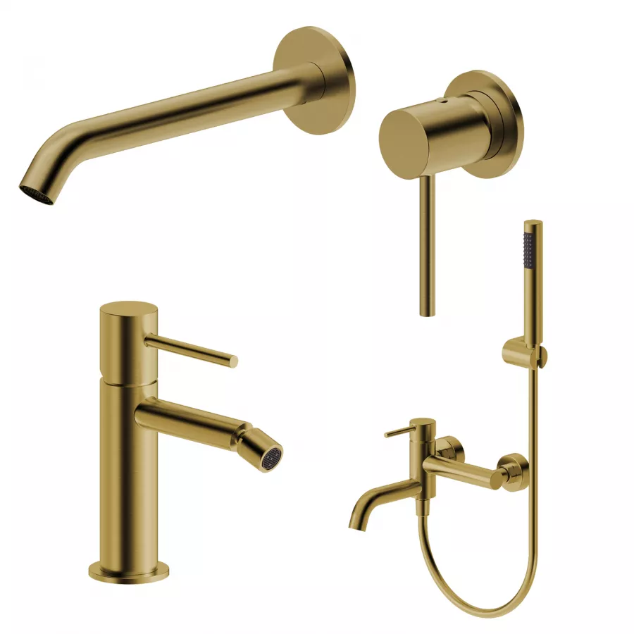 Rubinetto per lavabo con rubinetto miscelatore monocomando in ottone spazzolato in ottone dorato