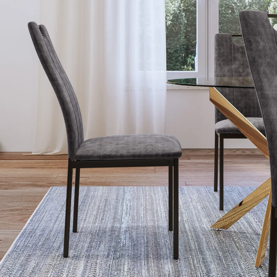 Set di 4 coprisedie in velluto grigio scuro con schienale alato