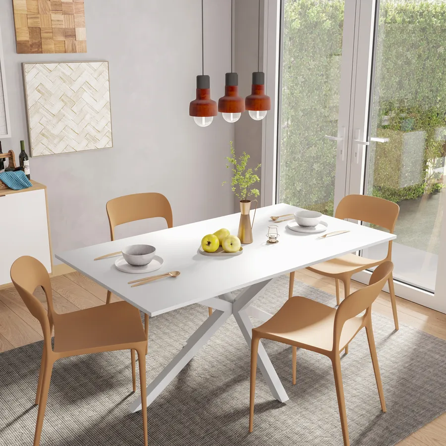 Tavolo Consolle Allungabile Tavolo Da Pranzo Cucina Con Gambe Bianche Regolabili - 90x60 Cm, Piano Spesso 18 Mm Tavolo Cucina 90x60 - 7