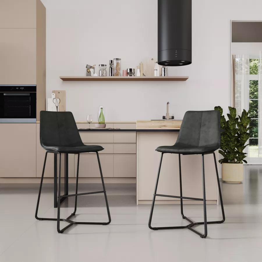 Sgabello Da Bar Girevole E Regolabile - Design Moderno, Imbottito In Similpelle, Portata 120kg, Colore Nero - Foto 11