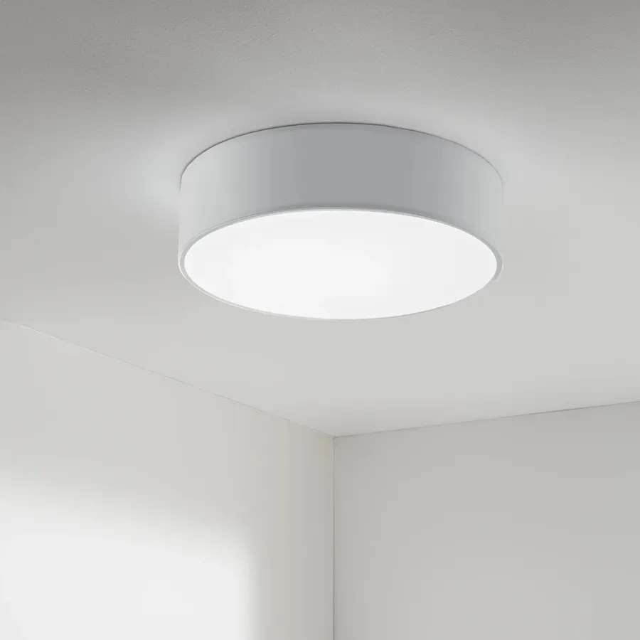 Plafoniera rotonda 75 cm con paralume in tessuto grigio nero