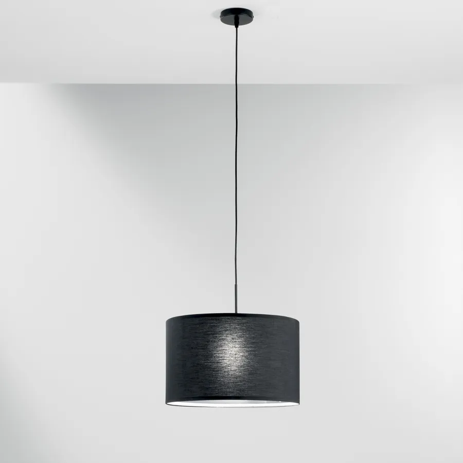 MeineWunschleuchte Plafoniera Rotonda A LED Con Paralume In Tessuto Nero - Diametro 60 Cm - Luce Calda Dimmerabile Per Soggiorno E Camera - 3