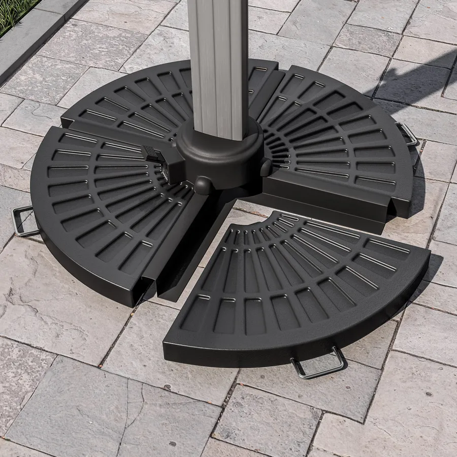 Base Per Ombrellone Da Giardino In Cemento Crestlive - 13,6 Kg - Design A Trama, Adatta Per Aste Ø 3,8-4,8 Cm, Colore Nero