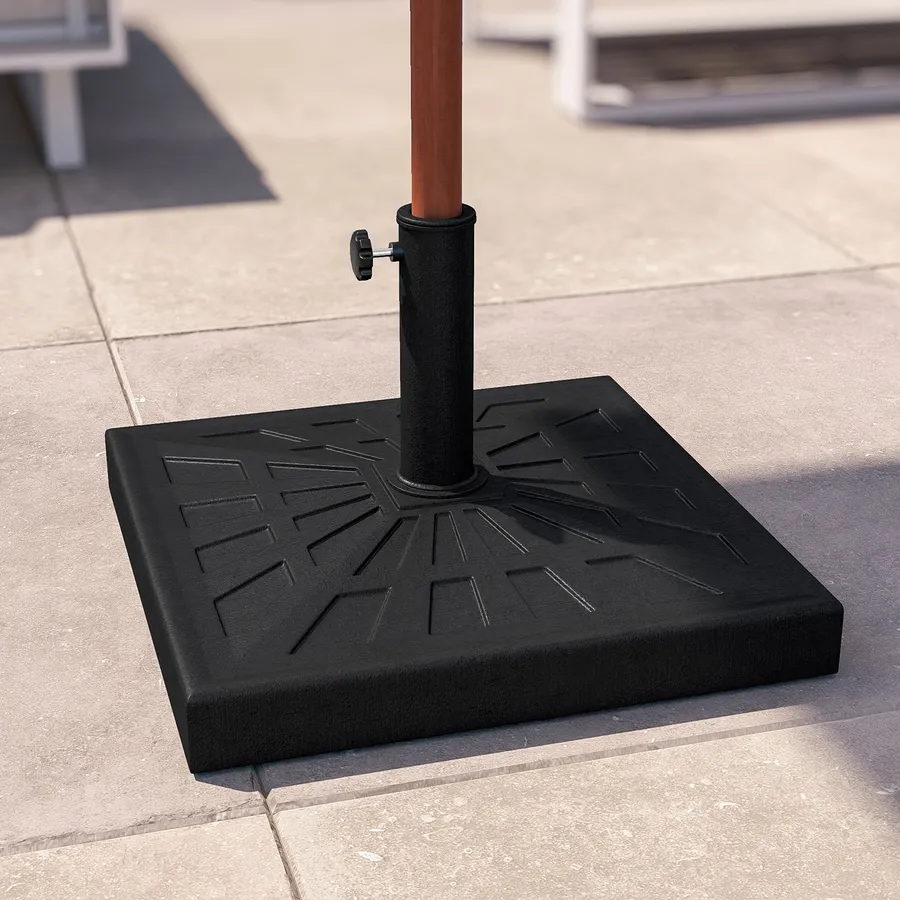 Base Per Ombrellone Kroma Quadrata – 45x45 Cm, Peso 25 Kg, In Cemento Colorato Con Foro Regolabile 35-48 Mm, Grigio