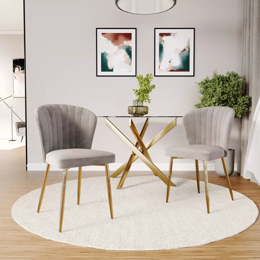 Set 2 Coprisedia In Velluto Grigio Con Schienale Alato - Elasticizzati, Rimovibili E Lavabili