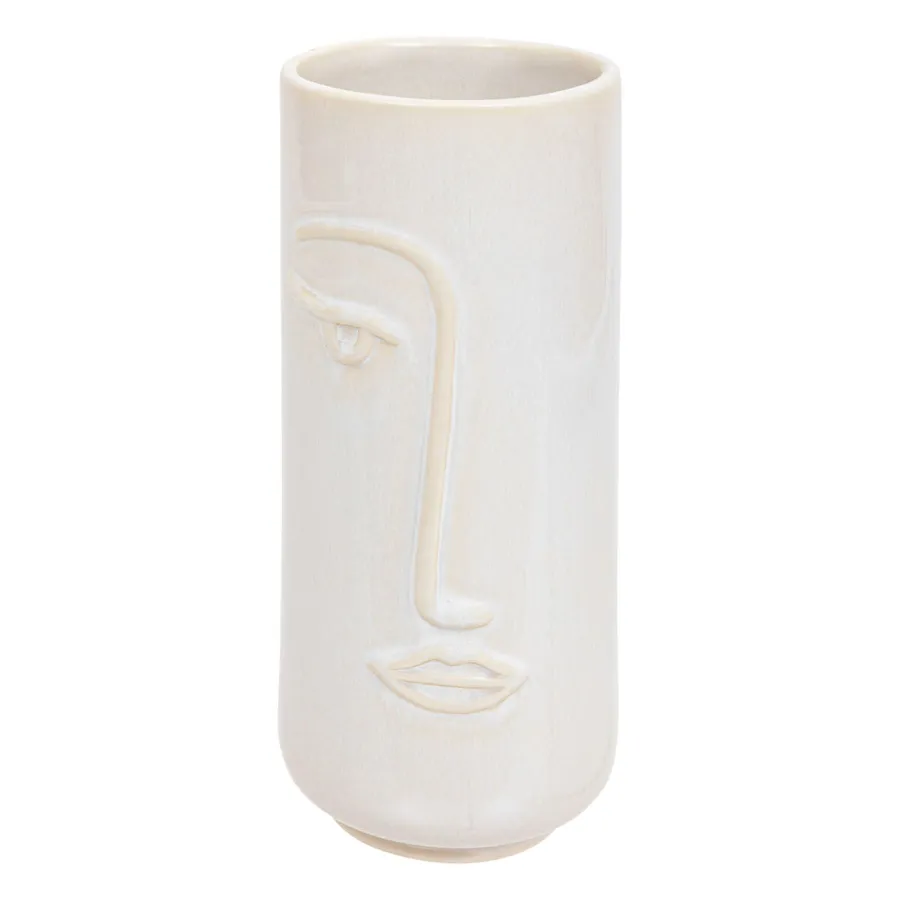 Vaso Viso Sorriso in ceramica bianca