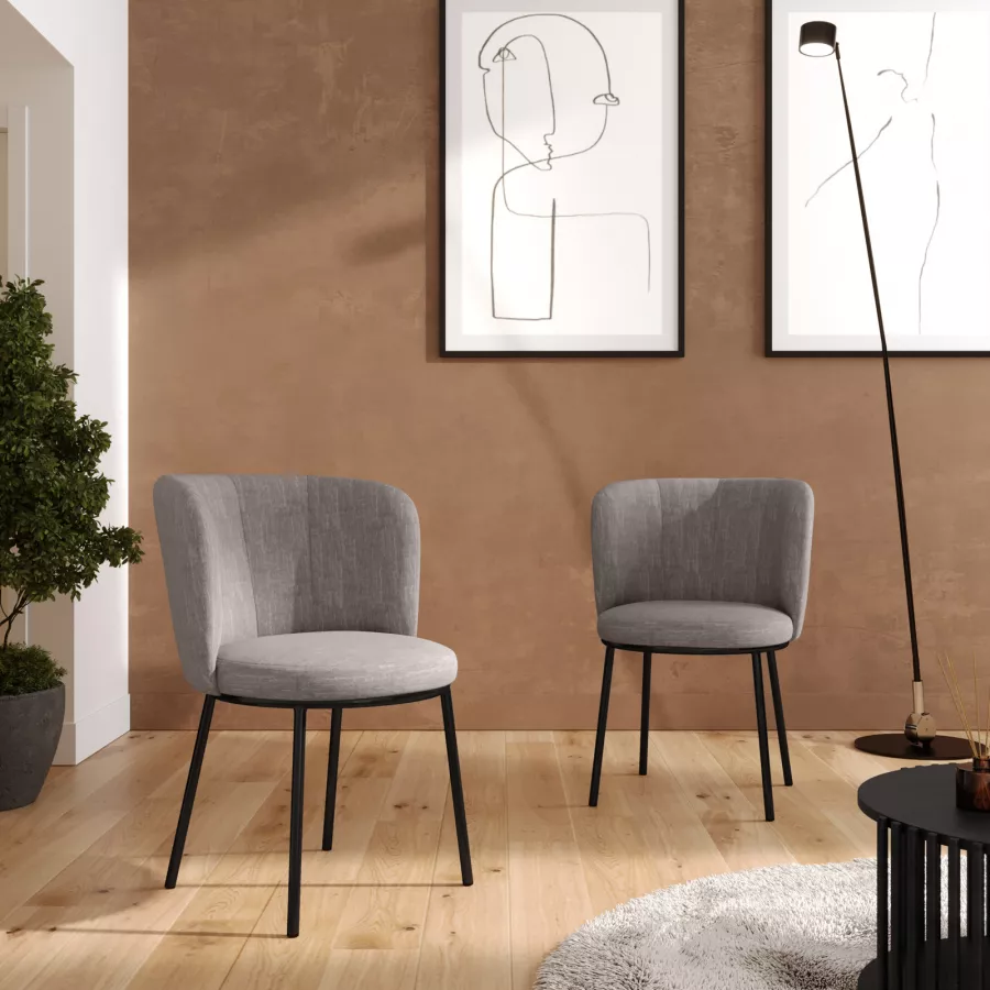 Set Di 6 Sedie Per Soggiorno E Sala Da Pranzo Con Gambe In Legno E Velluto Nero 45164551