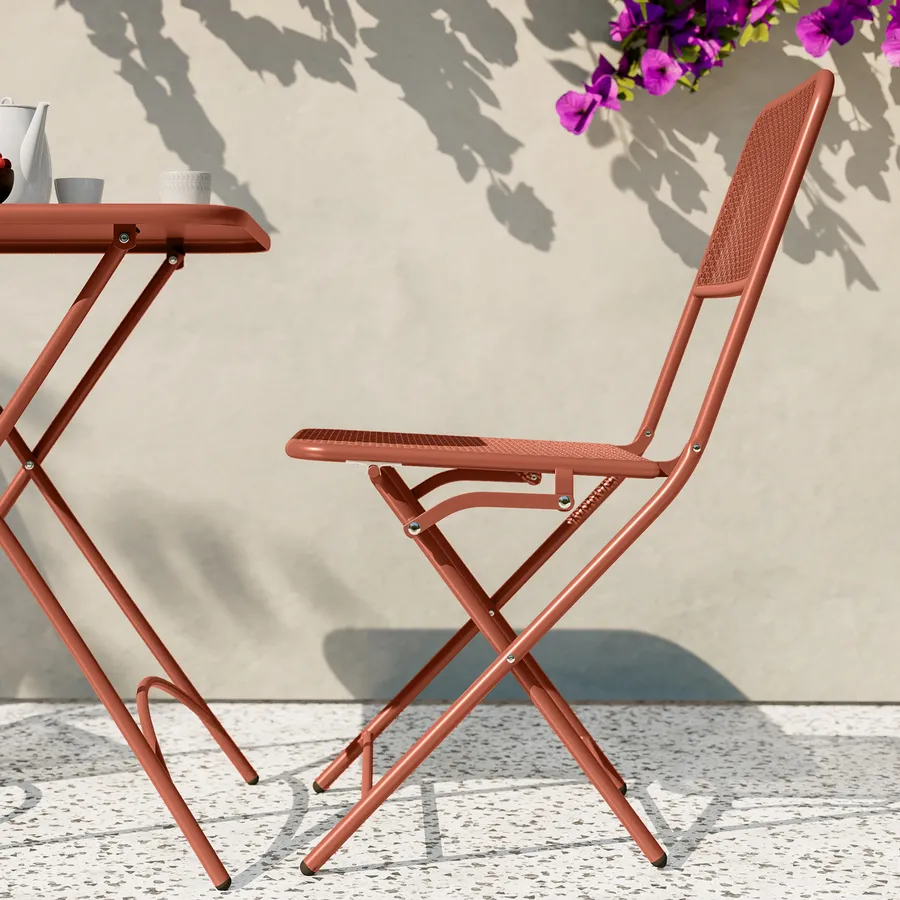 Set Bistrot Pieghevole SUMETURE - 1 Tavolo E 2 Sedie | Per Esterni Terracotta