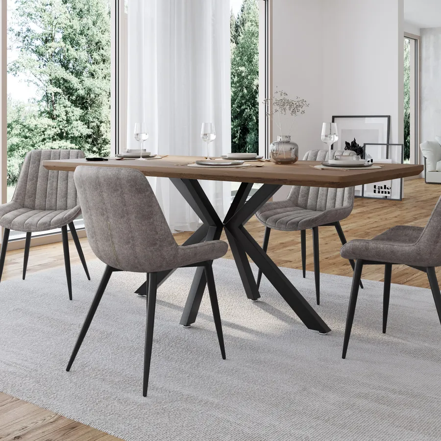 Set sedie in similpelle grigio con gambe nere Brayden