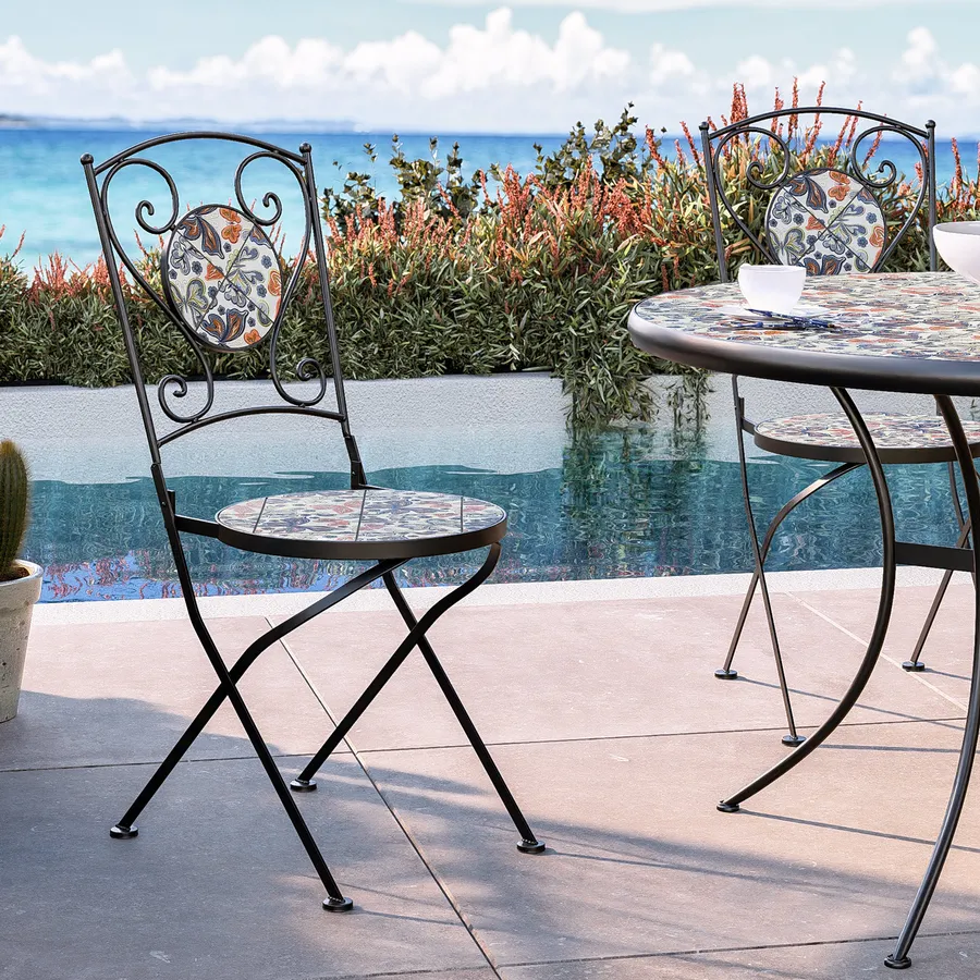 Tavolo Da Bistrot In Alluminio Pressofuso Diametro 80 Cm, Con Foro Per Ombrellone, Per Patio E Giardino