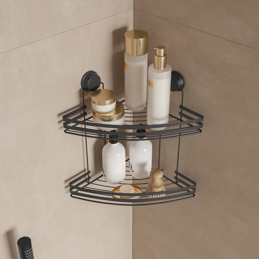 Mensola Per Doccia Senza Forare 2 Mensole Doccia Adesive In Acciaio Inox - Senza Foratura, Con Ganci Per Bagno E Cucina Mensole Bagno