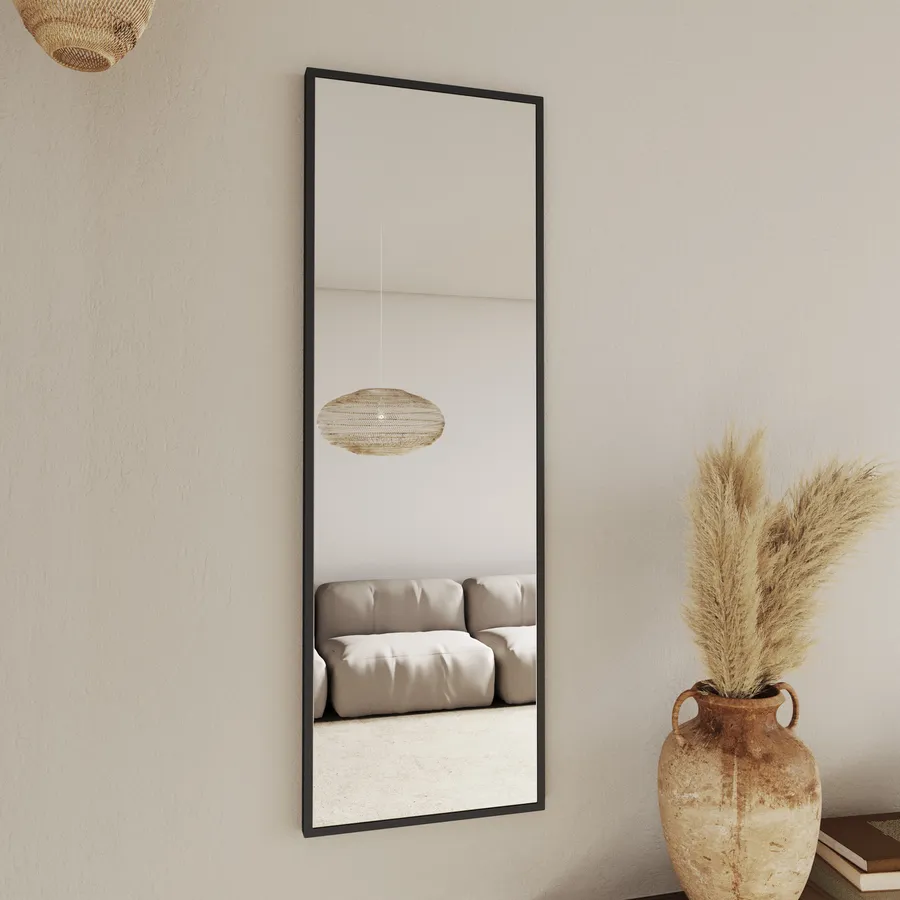 TETOTE Specchio da bagno con cornice nera, 106 x 91 cm