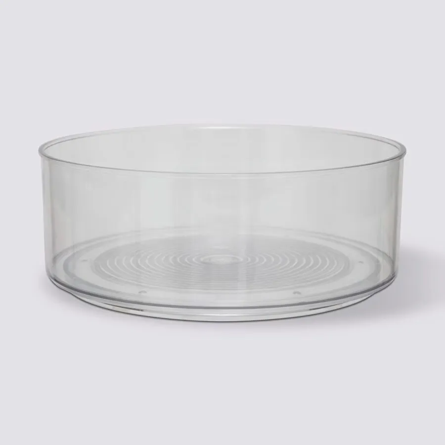 Relaxdays Vassoio Girevole Da 30 Cm Per Frigorifero E Cucina, Organizer Trasparente Con 4 Scomparti E Divisorio Rimovibile
