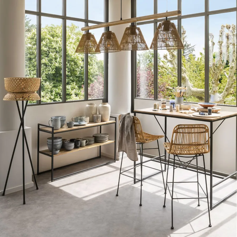 COSTWAY Set Di 2 Sgabelli Da Bar In Rattan In PE 69 Cm, Sgabelli Cucina Moderni Alto Con Poggiapiedi Per Esterno Isola Cucina Soggiorno Colore Naturale 69153400