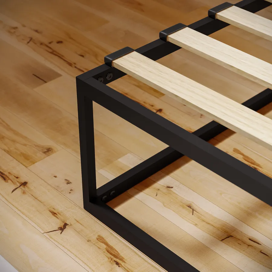 Struttura Letto Matrimoniale 120x190cm - Metallo, Doghe Acciaio, Altezza 46cm, Nero - Foto 3