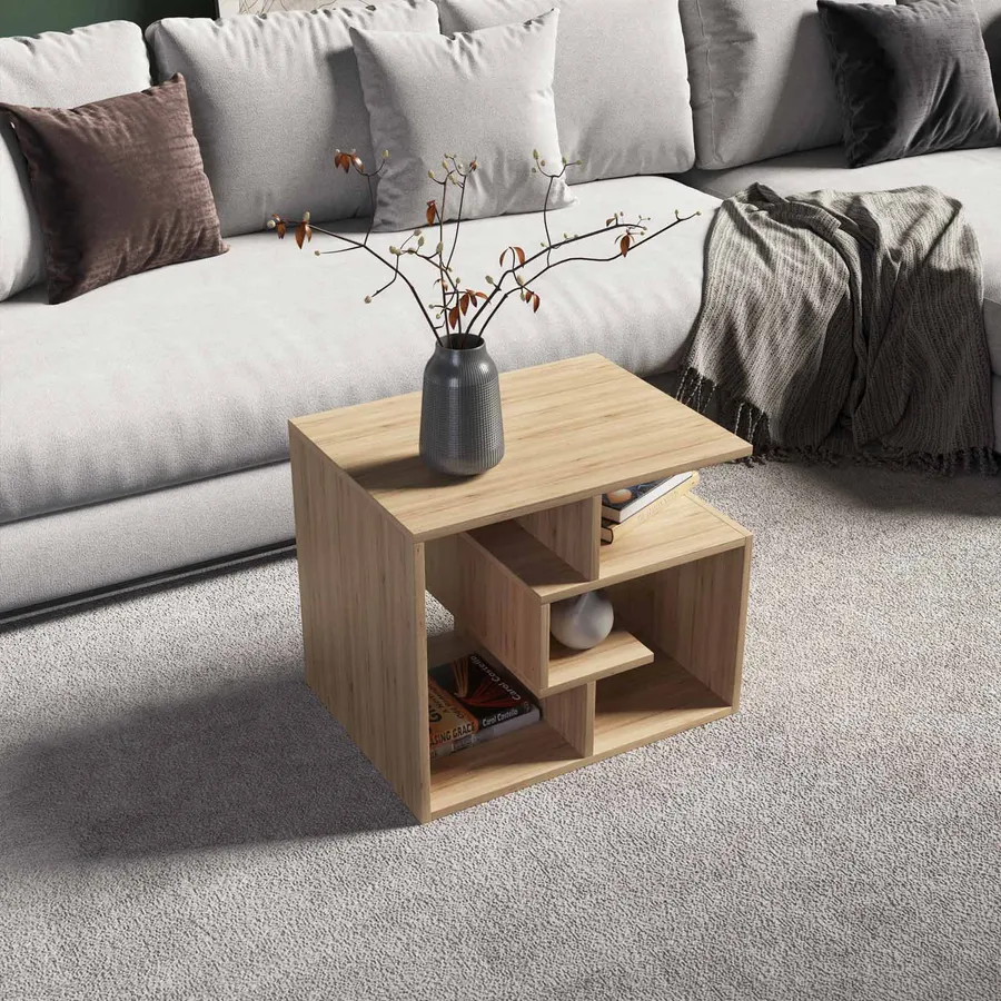 Tavolino 54x40 cm rovere con vani - Kantiko