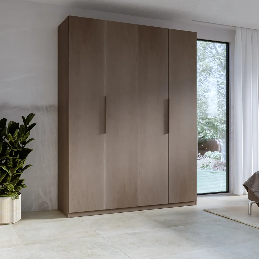 Armadio battente 183x240h cm 4 ante reversibili con soft close bronzo ...