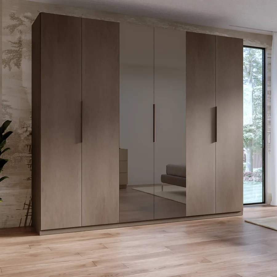 Armadio battente 273x240h cm 6 ante reversibili con soft close bronzo e ...