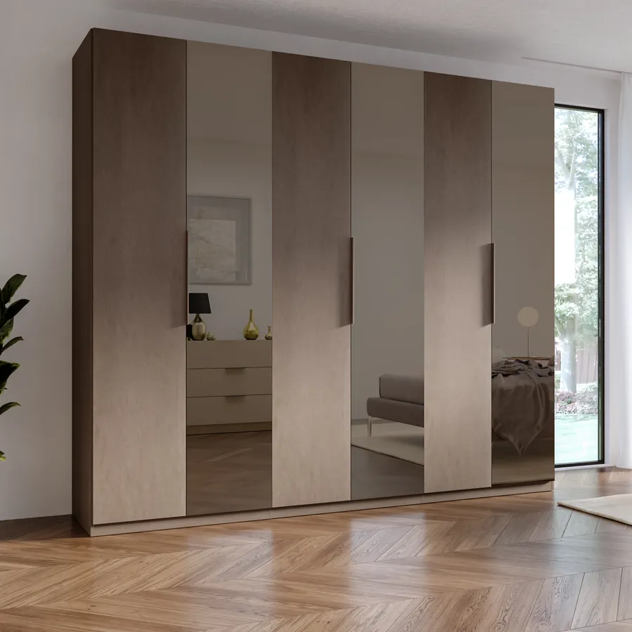 Armadio battente 273x240h cm 6 ante reversibili con soft close bronzo e ...