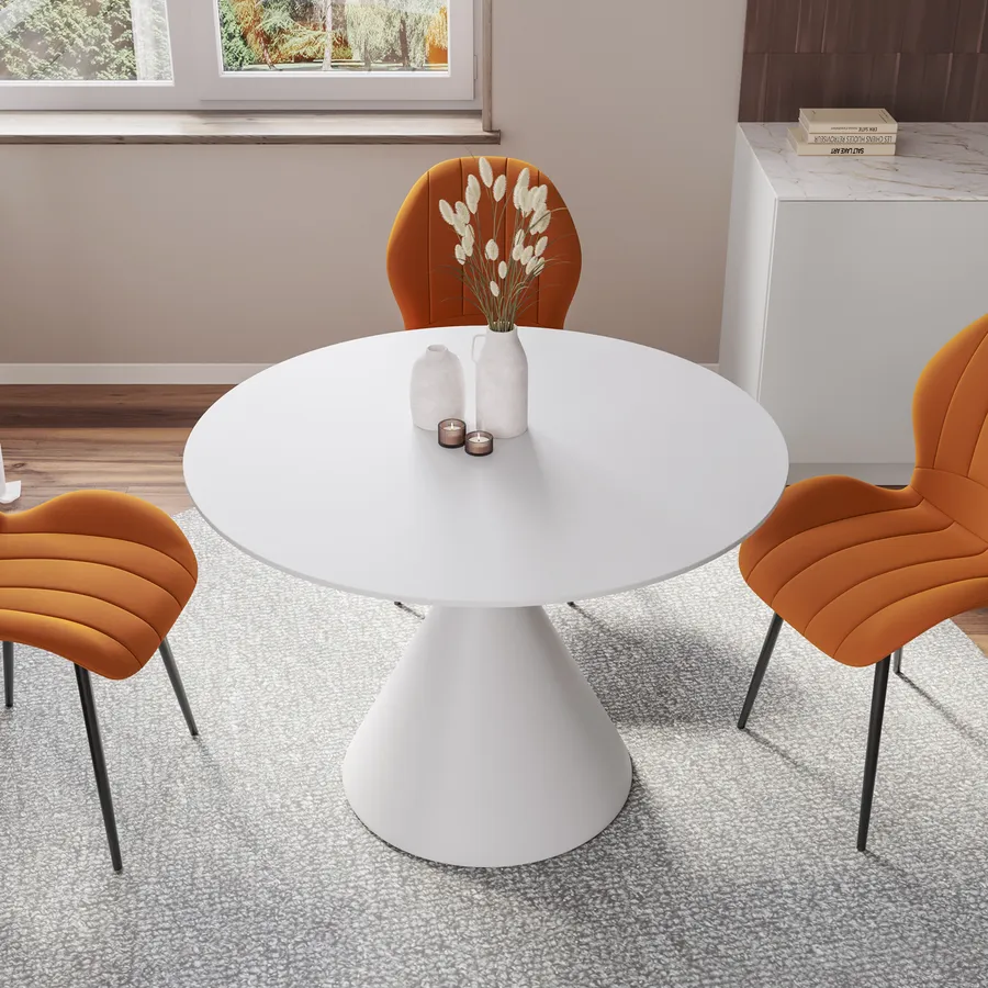 Bianco Cucina Moderna Con Tavolo Rotondo Tavolo Rotondo