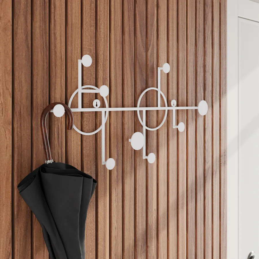 Appendiabiti Da Muro In Legno Bianco 26 Cm - 2 Ganci Per Ingres O Camera Da Letto