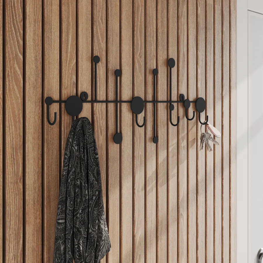 Appendiabiti Da Parete In Metallo Nero 90 Cm: Robustissimo, Multifunzionale E Salvaspazio Per Camera, Bagno, Cucina E Balcone