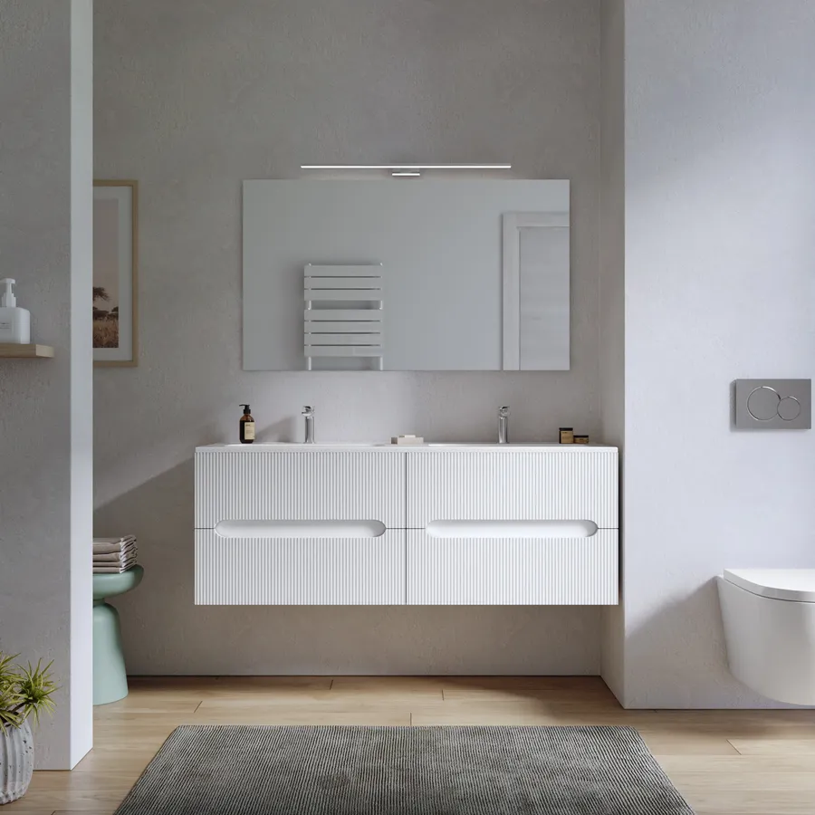 Armadio Da Bagno Milano Con Specchio - Doppia Anta, Bianco, 47x57x18 Cm - Foto 9