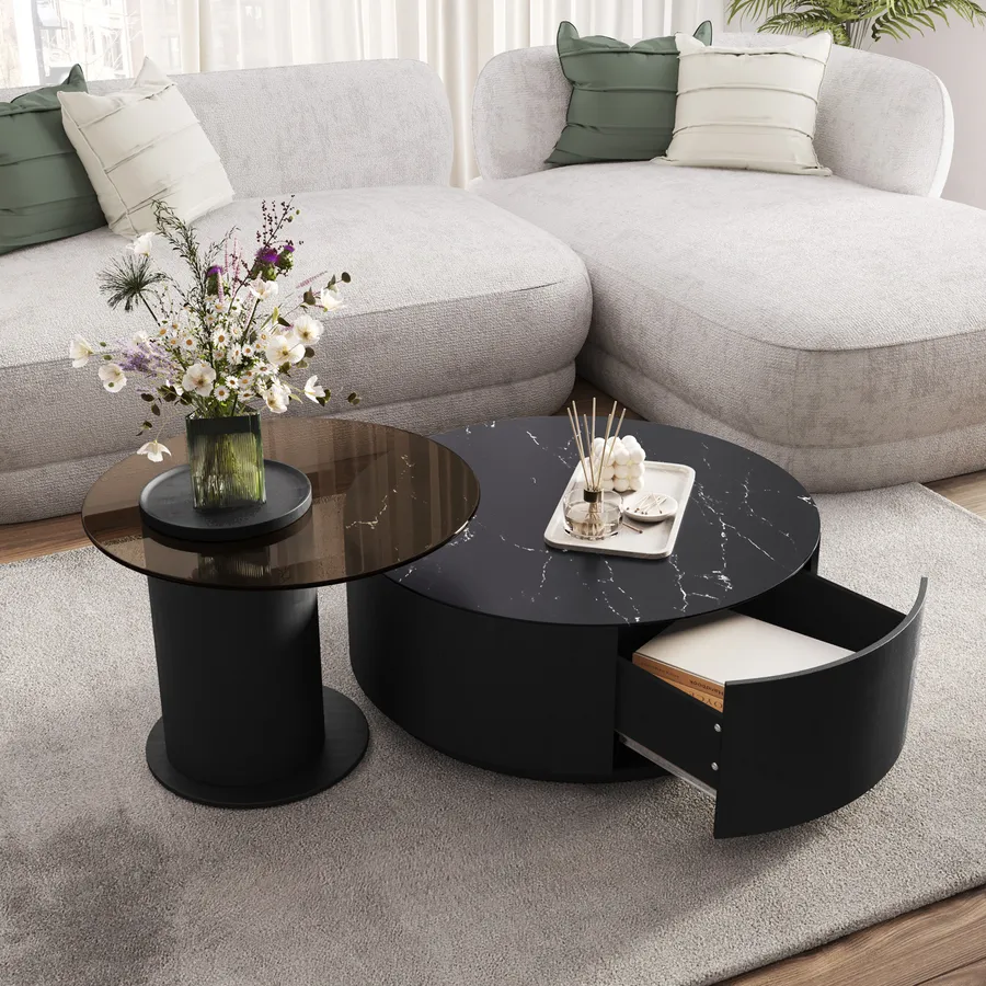 Tavolo Effetto Marmo Tavolino Moderno MONOBLOC Effetto Marmo