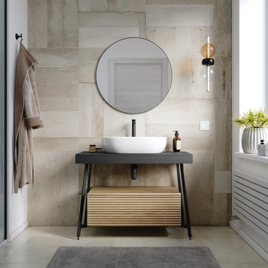 Vicco Specchio Contenitore Bagno Viola, Bianco/antracite, 100 X 75 Cm | Leroy Merlin - 2