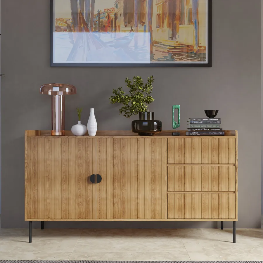 Comò Lluvia 3 cassetti colore rovere, larghezza 80 cm | Leroy Merlin