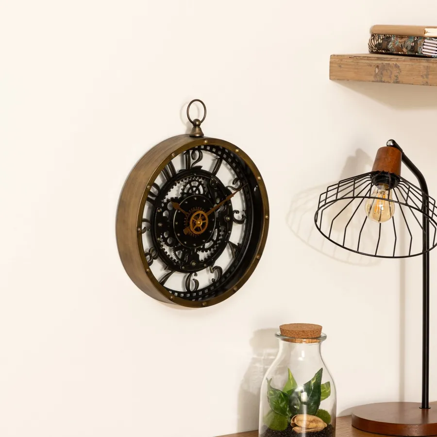 Orologio Da Tavolo Antico In Metallo Oro Retrò Orologio Da Scrivania Da Salotto - 3