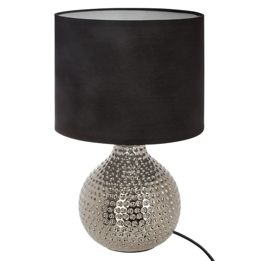 Lampada da comodino in ceramica e tessuto - Base bianca e nera | Leroy