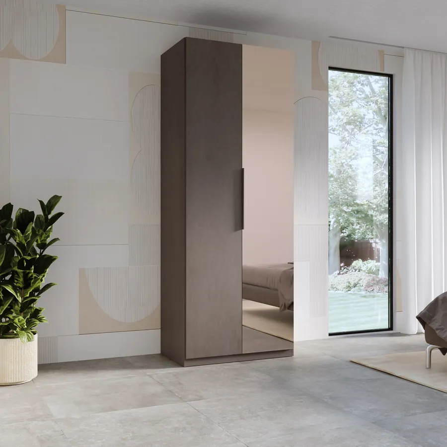 Armadio battente 92x240h cm 2 ante reversibili con 1 specchio bronzato ...