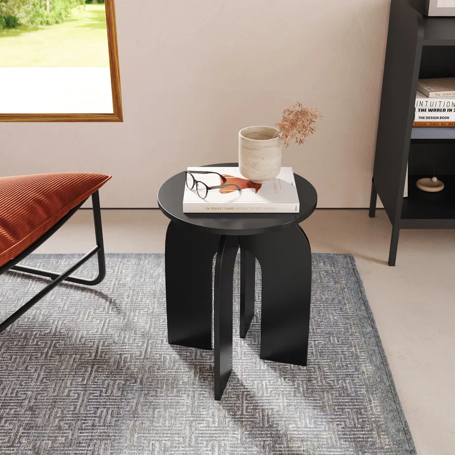 Tavolino A C Rotondo, Piccolo Tavolo Da Divano In Acciaio, Diametro 40 Cm, Altezza 59 Cm, Per Snack, Laptop E Piante, Per Soggiorno E Camera Da Letto - 2
