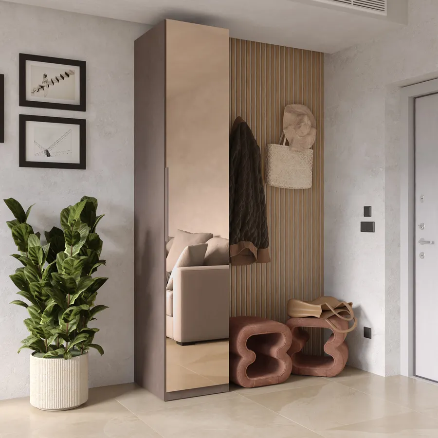 Cappottiera 47x240h cm 1 anta reversibile con specchio bronzato e soft ...