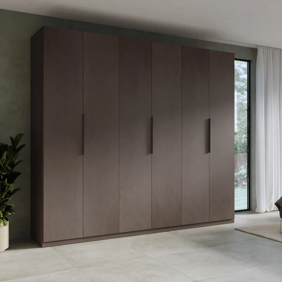 Armadio battente 273x240h cm 6 ante reversibili con soft close bronzo ...