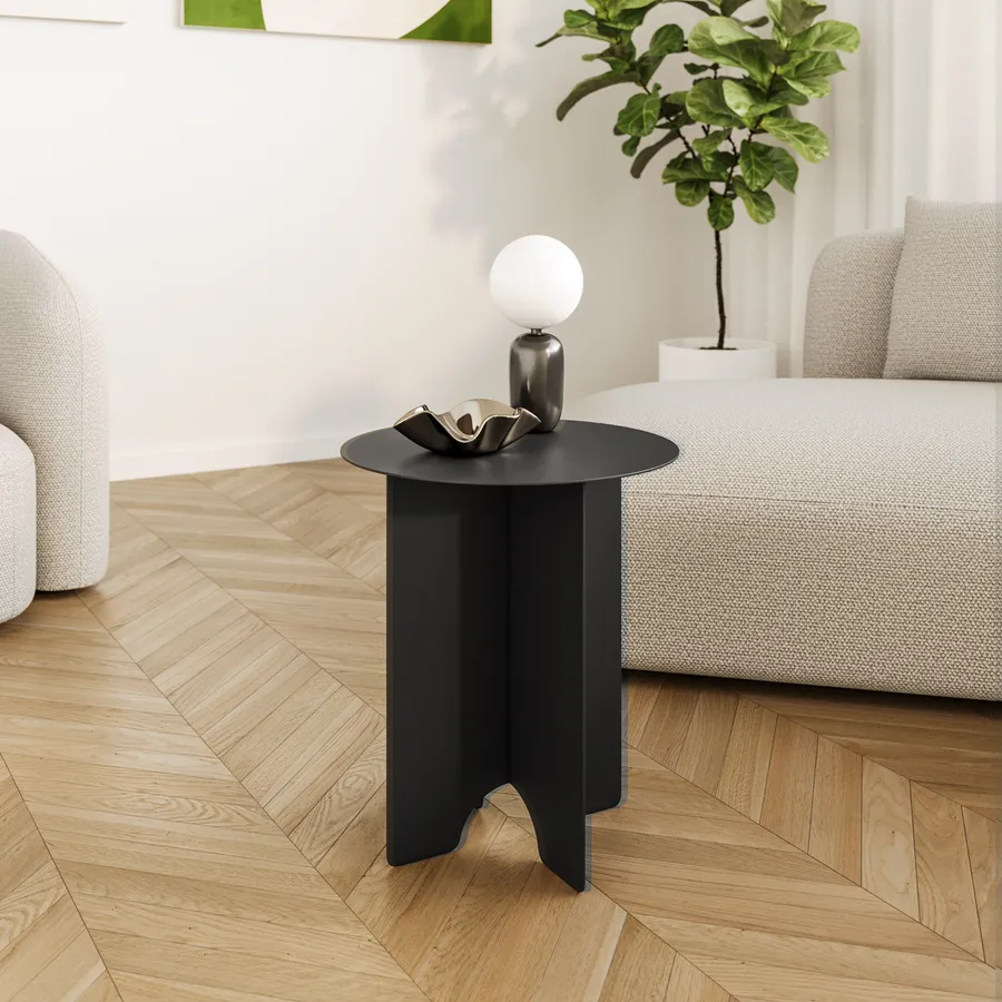 Tavolino rotondo 40 cm in metallo nero opaco Lamon